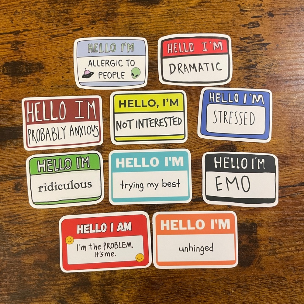 10PC Name Tag Sticker Pack